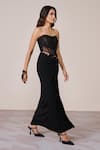 S&N By Shantnu Nikhil_Black Lace, Mesh Corset Top _Online_at_Aza_Fashions
