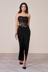 Buy_S&N By Shantnu Nikhil_Black Lace, Mesh Corset Top _at_Aza_Fashions