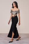 Shop_S&N By Shantnu Nikhil_Black Jersey, Spandex Off-shoulder Draped Top _Online_at_Aza_Fashions