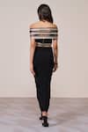Shop_S&N By Shantnu Nikhil_Black Jersey, Spandex Off-shoulder Draped Top _at_Aza_Fashions