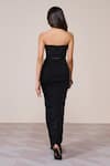 Shop_S&N By Shantnu Nikhil_Black Jersey, Spandex Off-shoulder, Bandeau Neck Corset Gown With Hoop Detailing _at_Aza_Fashions