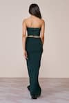 Shop_S&N By Shantnu Nikhil_Emerald Green Polyester, Jersey, Spandex Buckles Twisted Drape Skirt _at_Aza_Fashions