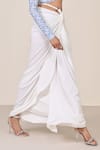Shop_S&N By Shantnu Nikhil_White Polyester, Jersey, Spandex Twisted Drape Skirt _Online_at_Aza_Fashions