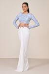 Buy_S&N By Shantnu Nikhil_White Polyester, Jersey, Spandex Twisted Drape Skirt _at_Aza_Fashions