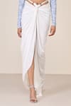 Shop_S&N By Shantnu Nikhil_White Polyester, Jersey, Spandex Twisted Drape Skirt _at_Aza_Fashions