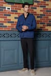 Buy_Hilo Design_Blue Minimal Matrix Black Shacket _at_Aza_Fashions