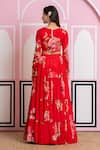 Shop_Yuvraani Jaipur_Red Chinon, Chiffon Embroidery V-neck Floral Lehenga Set _at_Aza_Fashions