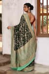 Shop_Naaritva India_Green Crepe, Chiffon, Silk Zari Banarasi Hand Woven Saree With Running Blouse _at_Aza_Fashions