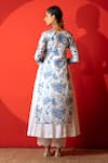 Yuvraani Jaipur_Ivory Chanderi, Cambric, Cotton, Organza Embroidery And Blue Floral Kurta Set _Online_at_Aza_Fashions