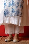Yuvraani Jaipur_Ivory Chanderi, Cambric, Cotton, Organza Embroidery And Blue Floral Kurta Set _Online