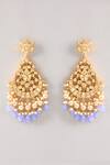 Shop_Karisa Designs_White Stones, Beads Chand Moissanite Earrings _at_Aza_Fashions
