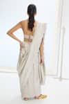Shop_Ekaya Banaras_Gray Tissue, Silk Pearls Jenna Handwoven Saree With Unstitched Blouse Piece _at_Aza_Fashions