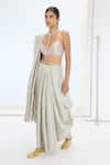 Buy_Ekaya Banaras_Gray Tissue, Silk Pearls Jenna Handwoven Saree With Unstitched Blouse Piece _Online_at_Aza_Fashions