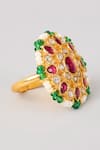 Karisa Designs_Gold Plated Stones, Beads Kashi Kundan Ring _Online_at_Aza_Fashions