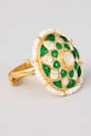 Karisa Designs_Green Stones, Beads, Pearls Tia Chakra Ring _Online_at_Aza_Fashions