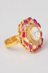 Karisa Designs_Red Stones, Beads Kira Moissanite Ring _Online_at_Aza_Fashions