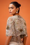 Shop_Taali_Silver Silk, Net Sequins, Beads Square Neck, Hand Embellished Corset Skirt Cape _Online_at_Aza_Fashions
