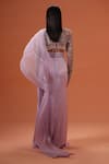 Shop_Taali_Purple Silk, Chiffon, Net Beads, Sequins, Hand Embellished Pre-draped Saree _at_Aza_Fashions