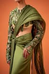 Buy_Taali_Green Silk, Organza Embroidery, Beads, Hand Embellished Pre-draped Saree Set _Online_at_Aza_Fashions