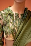 Taali_Green Silk, Organza Embroidery, Beads, Hand Embellished Pre-draped Saree Set _at_Aza_Fashions