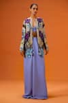 Taali_Multi Color Net, Silk Beads, Sequins Open Neck, Hand Embellished Jacket Set _Online_at_Aza_Fashions