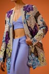 Taali_Multi Color Net, Silk Beads, Sequins Open Neck, Hand Embellished Jacket Set _at_Aza_Fashions
