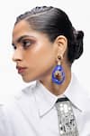 Buy_AK-OK_Blue Gilded Aura Waterfall Earrings _at_Aza_Fashions