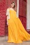 Buy_Masumi Mewawalla_Yellow Tabby Silk U Neck Embroidered Maxi Dress  _at_Aza_Fashions