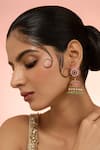 Buy_Karisa Designs_Pink Stones, Beads, Pearls Dharini Kundan Jhumkas _at_Aza_Fashions