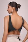 Shop_Samyukta Singhania_Black Silk Beads, Pearls V-neck Beaded Padded Blouse _at_Aza_Fashions