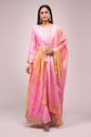 Buy_Samyukta Singhania_Multi Color Chinon, Silk Embroidery, Sequins Round Neck Hand Anarkali Set _at_Aza_Fashions