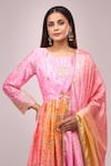 Samyukta Singhania_Multi Color Chinon, Silk Embroidery, Sequins Round Neck Hand Anarkali Set _at_Aza_Fashions