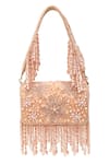 Shop_The Tan Clan_Peach Beads, Sequins Fiona Flap Over Clutch Bag _at_Aza_Fashions