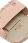 Buy_The Tan Clan_Peach Beads, Sequins Fiona Flap Over Clutch Bag _Online_at_Aza_Fashions