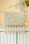 Buy_The Tan Clan_White Pearls Fiona Flap Over Clutch Bag _at_Aza_Fashions