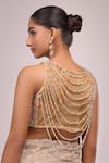 Shop_Samyukta Singhania_Multi Color Silk Beads V-neck Multicolor Crystal Blouse _at_Aza_Fashions