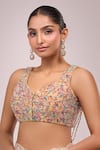 Samyukta Singhania_Multi Color Silk Beads V-neck Multicolor Crystal Blouse _Online_at_Aza_Fashions