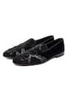 Shop_Shutiq_Black Embroidery, Sequins Velvet Designer Shoes _at_Aza_Fashions