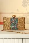 Buy_The Tan Clan_Gold Riddhi Brass Clutch _at_Aza_Fashions