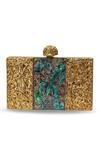 Shop_The Tan Clan_Gold Riddhi Brass Clutch _at_Aza_Fashions