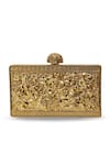 Shop_The Tan Clan_Gold Riddhi Brass Clutch _Online_at_Aza_Fashions