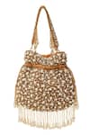 Shop_The Tan Clan_Gold Pearls Rimsha Potli Bag With Tassels _at_Aza_Fashions