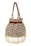 Buy_The Tan Clan_Red Pearls Rimsha Potli Bag With Tassels _Online_at_Aza_Fashions