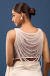 Shop_Samyukta Singhania_White Silk Pearls V-neck Padded Crystal Embroidered Blouse _at_Aza_Fashions