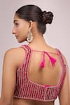Shop_Samyukta Singhania_Pink Silk Crystals, Pearls V-neck Padded Hand Embroidered Blouse _at_Aza_Fashions