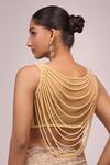 Shop_Samyukta Singhania_Gold Silk Crystals Round Neck Padded Hand Embroidered Blouse _at_Aza_Fashions