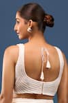 Shop_Samyukta Singhania_White Silk Beads, Pearls V-neck Embroidered Padded Blouse _at_Aza_Fashions