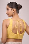 Shop_Samyukta Singhania_Yellow Silk Crystals V-neck Padded Blouse _at_Aza_Fashions