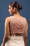 Shop_Samyukta Singhania_Peach Silk Crystals V-neck Beaded Padded Blouse _at_Aza_Fashions