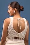 Shop_Samyukta Singhania_White Silk Beads V-neck Padded Blouse _at_Aza_Fashions